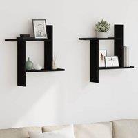 Berkfield Home Wall Shelves 2 pcs Black Oak 50x12x50 cm Engineered Wood | Size: 50 x 12 x 50 cm