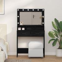 Berkfield Home Black Oak MDF 79 x 41 x 135 cm Drawers Vanity Table