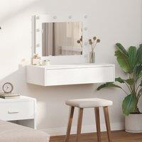 Berkfield Home Wall Hanging Dressing Table with LED Lights - White