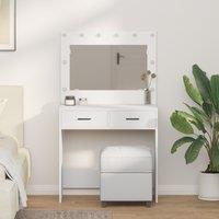 Berkfield Home Vanity Table with LED Lights - White, 78.5 x 41 x 135 cm in White