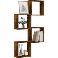 Berkfield Home Wall Cube Shelves 4 pcs Smoked Oak 30x15x30 cm in Brown | Size: 30 x 15 x 30 cm