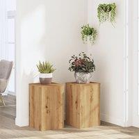 Berkfield Home Plant Stands 2 pcs Artisan Oak 30x30x50 cm Engineered wood in Brown | Size: 30 x 30 x 50 cm
