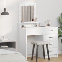 Berkfield Home White Dressing Table with LED Lights, 50x41x135 cm | Size: 50 x 41 x 135 cm