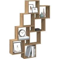 Berkfield Home Wall Cube Shelf Artisan Oak 90x15x119.5 cm Engineered Wood in Brown
