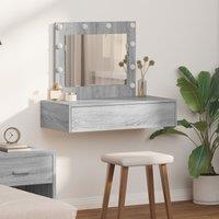 Berkfield Home Wall Hanging Dressing Table with LED Lights Grey Sonoma