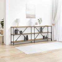 Berkfield Home Console Table Artisan Oak 200x30x75 cm Engineered Wood & Steel in Brown | Size: 200 x 30 x 75 cm