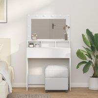 Berkfield Home White Dressing Table with LED Lights - 79x41x135 cm | Size: 79 x 41 x 135 cm