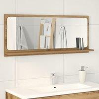 Berkfield Home Bathroom Mirror - Handmade Oak, 90x10.5x37 cm, Made from Engineered Wood in Brown | Size: 90x10.5x37 cm