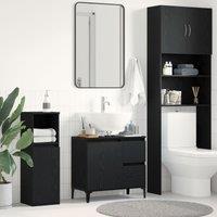 Berkfield Home Black Oak Sink Cabinet 65x33x60 cm Made from Engineered Wood | Size: 65 x 33 x 60 cm