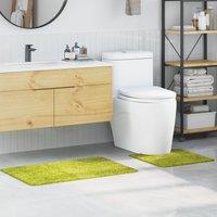 Berkfield Home 2 Piece Bath Mat Set Green Polypropylen Non-Slip | Size: Medium