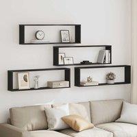 Berkfield Home Wall Cube Shelves 4 pcs Black Oak 100x15x30 cm Engineered Wood | Size: 100 x 15 x 30 cm