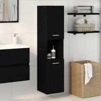Berkfield Home Black Oak Bathroom Wall Cabinet, 30x30x130 cm, Made from Engineered Wood | Size: 30 x 30 x 130 cm