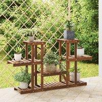 Berkfield Home Flower Stand 110x25x73 cm Solid Wood Fir in Brown | Size: 110 x 25 x 73 cm