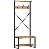 Berkfield Home Clothes Rack 80x40x190 cm Solid Rough Wood Mango in Brown | Size: 80 x 40 x 190 cm