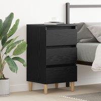 Berkfield Home Bedside Cabinet with Wooden Leg Black Oak 40x35x69 cm | Size: 40 x 35 x 69 cm