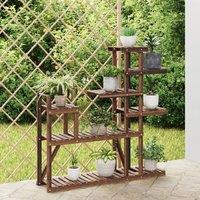 Berkfield Home Flower Stand 110x25x111 cm Solid Wood Fir in Brown | Size: 110 x 25 x 111 cm