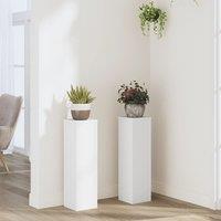 Berkfield Home Plant Stand 2pcs White 17x17x60 cm Engineered Wood | Size: 17 x 17 x 60 cm