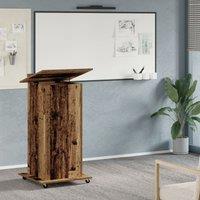 Lectern Podium with Wheels Old Wood Engineered Wood
