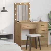 Berkfield Home Dressing Table with LED Lights Artisan Oak 50x41x135 cm in Brown | Size: 50 x 41 x 135 cm
