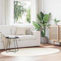 Rugs Cream Wool 140 x 200 cm Durable Area Rug Oval