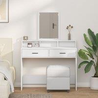 Berkfield Home White Dressing Table with Drawers, 100x41x140 cm | Size: 100 x 41 x 140 cm