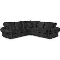 Furnishings For Less UK Chelsea Crushed Velvet 5 Seater Large Corner Sofa 2 Corner 2 Rolled Arms in Black