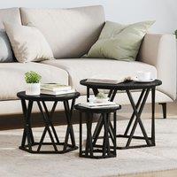 Berkfield Home Nesting Side Tables 3 pcs Black Oak Engineered Wood