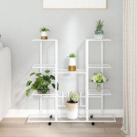 Berkfield Home Flower Stand with Wheels 94.5x24.5x91.5 cm White Iron
