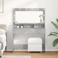 Dressing Table with LED Lights - Concrete Grey, 100x41x135 cm