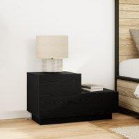 Berkfield Home Bedside Cabinet with LED Lights Black Oak 100x36x49 cm | Size: 100 x 36 x 49 cm