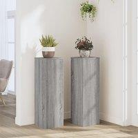 Berkfield Home Plant Stand 2pcs Grey Sonoma 25x25x80 cm Engineered Wood | Size: 25 x 25 x 80 cm
