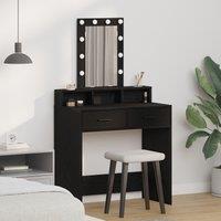 Black Oak Dressing Table with LED Lights - 79x41x140 cm