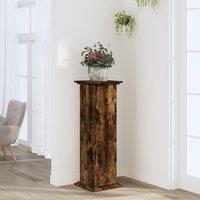 Berkfield Home Plant Stand Smoked Oak 33x33x100 cm Engineered Wood in Brown | Size: 33 x 33 x 100 cm