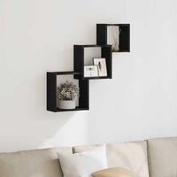 Berkfield Home Wall Cube Shelves Black Oak 68x15x68 cm Engineered Wood | Size: 68 x 15 x 68 cm