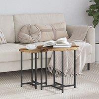 Berkfield Home Side Table Set of 2 - Vintage Wood, Engineered Wood, & Metal in Brown