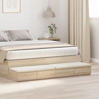 Berkfield Home Bedside Table Sonoma oak Engineered wood 150 x 36.5 x 16.5 cm in Beige