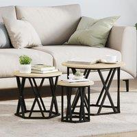 Berkfield Home Nesting Side Tables 3 pcs Sonoma Oak Engineered Wood in Brown