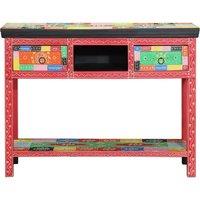 Multi-Colored Console Table 100x30x75 cm Made of Solid Mango Wood