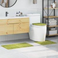 Berkfield Home 3 Piece Bath Mat Set Green Polypropylen Non-Slip | Size: Medium