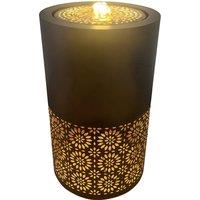 Primrose Cautley Filgree Floral Cut Out Design Water Feature with LED Lights 50cm in Brown