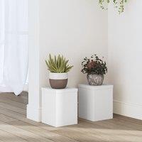 Berkfield Home Plant Stands 2 pcs White 15x15x20 cm Engineered Wood | Size: 15 x 15 x 20 cm