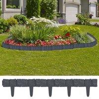 Lawn Fence Stone Look 41 pcs Plastic 10 m