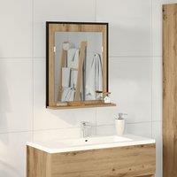 Berkfield Home Bathroom Mirror Artisan Oak 50x12x60 cm Engineered Wood in Brown | Size: 50 x 12 x 60 cm