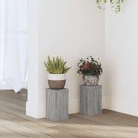 Berkfield Home Plant Stands 2 pcs Grey Sonoma 10x10x18 cm Engineered Wood | Size: 10 x 10 x 18 cm