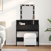 Berkfield Home Dressing Table with Mirror&LED Lights Black Oak Engineered Wood