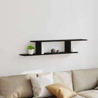 Berkfield Home Black Oak Wall-Mounted TV Shelf - 125x18x23 cm, Made from Engineered Wood | Size: 125 x 18 x 23 cm