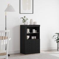 Berkfield Home Sideboard with LED Lights Black Oak 60, 5x37x100 cm | Size: 5 x 37 x 100 cm