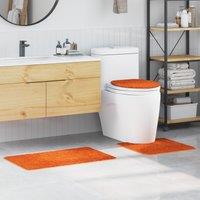 Berkfield Home 3 Piece Bath Mat Set Orange Polypropylen Non-Slip | Size: Medium