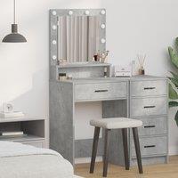 Berkfield Home Dressing Table with LED Lights - Concrete Grey, 50 x 41 x 135 cm in Grey
