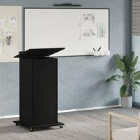 Berkfield Home Lectern Podium with Wheels Black Oak Engineered Wood